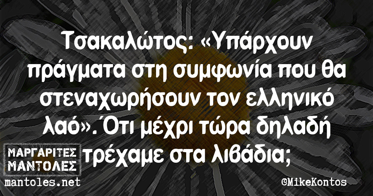 Τσακαλώτος: «Υπάρχουν πράγματα στη συμφωνία που θα στεναχωρήσουν τον ελληνικό λαό». Ότι μέχρι τώρα δηλαδή τρέχαμε στα λιβάδια;